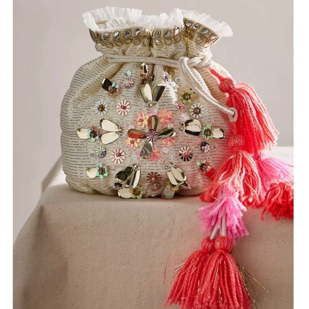 Free People | NWT | Seasons Sparkle Mini Gift Sack | Snowflake | MSRP $58